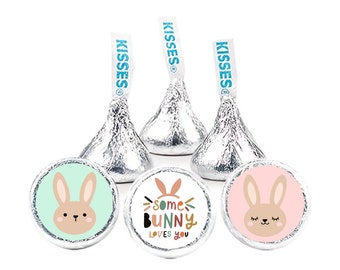 140 Easter Stickers For Hershey Kisses Party Favors Easter Bunny Candy Stickers