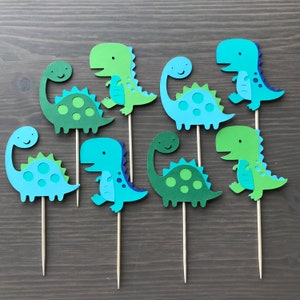 1 Dozen Dinosaur Cupcake Picks- First Birthday, Party Decorations