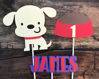 Dog Cake Topper With Childs Name- Smash Cake, First Birthday