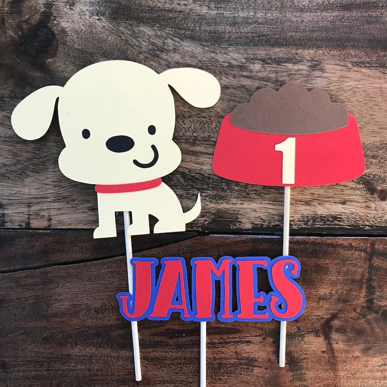 Dog Cake Topper With Childs Name First Birthday Smash Cake