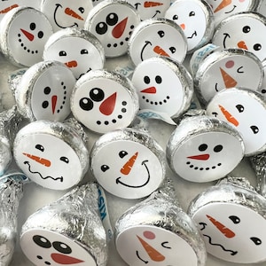 140 Snowman DIY Stickers For Hershey Kisses Party Favors Snowman Candy Stickers