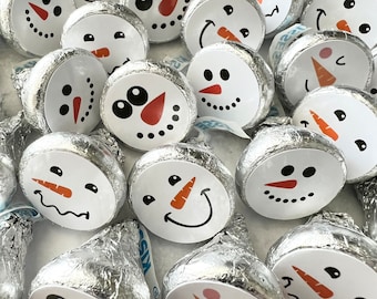 140 Snowman DIY Stickers For Hershey Kisses Party Favors Snowman Candy Stickers