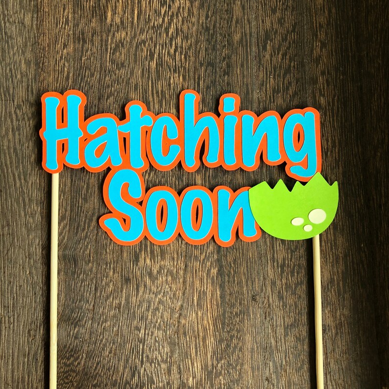 Hatching Soon Cake Topper Baby Shower Dinosaur Party Etsy Hatching Soon Cake Topper Baby Shower Dinosaur Party Etsy