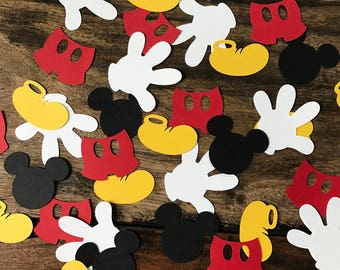 100 red and green Mickey Mouse head die cuts christmas decor party decor inspired confetti 