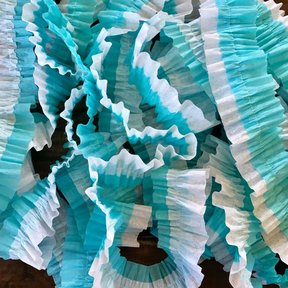 Ruffled Crepe Paper Streamers White And Blue Frozen Themed Etsy