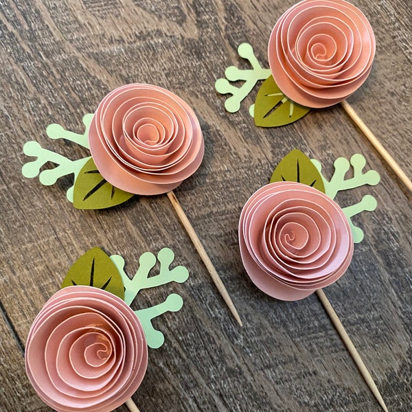 Flower Cupcake Picks Etsy