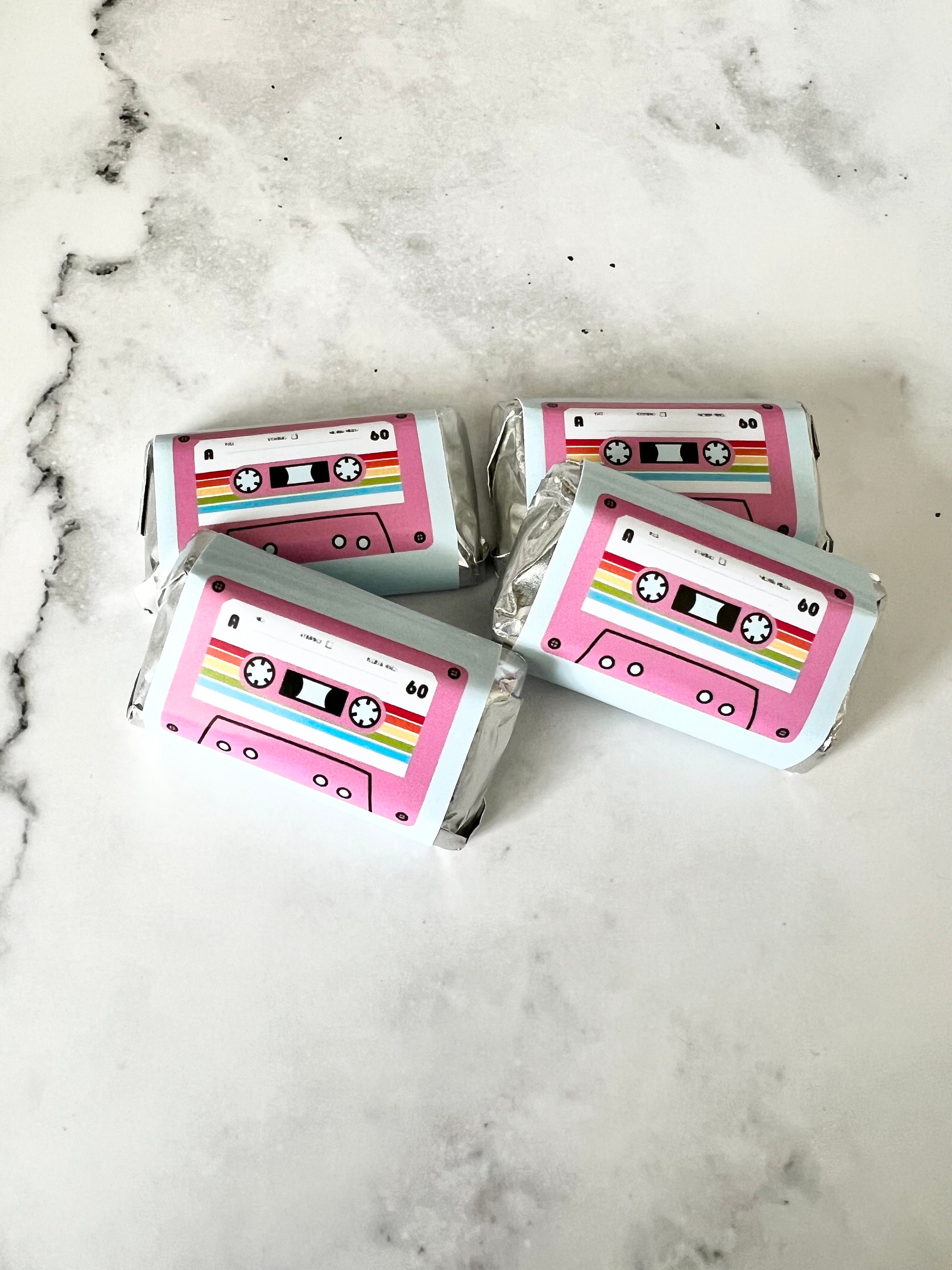 24 Pcs Cassette Wrapper Stickers- Party Favor Candy Favors DIY Stickers ...