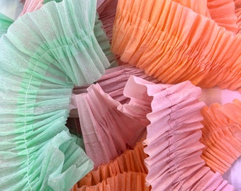 Ruffled Sherbet Crepe Paper Streamers-  Summer Party Decorations , Party Decorations