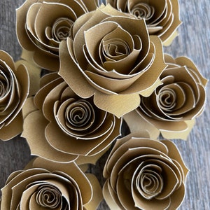 20 pcs Shimmery Gold  Rolled Roses