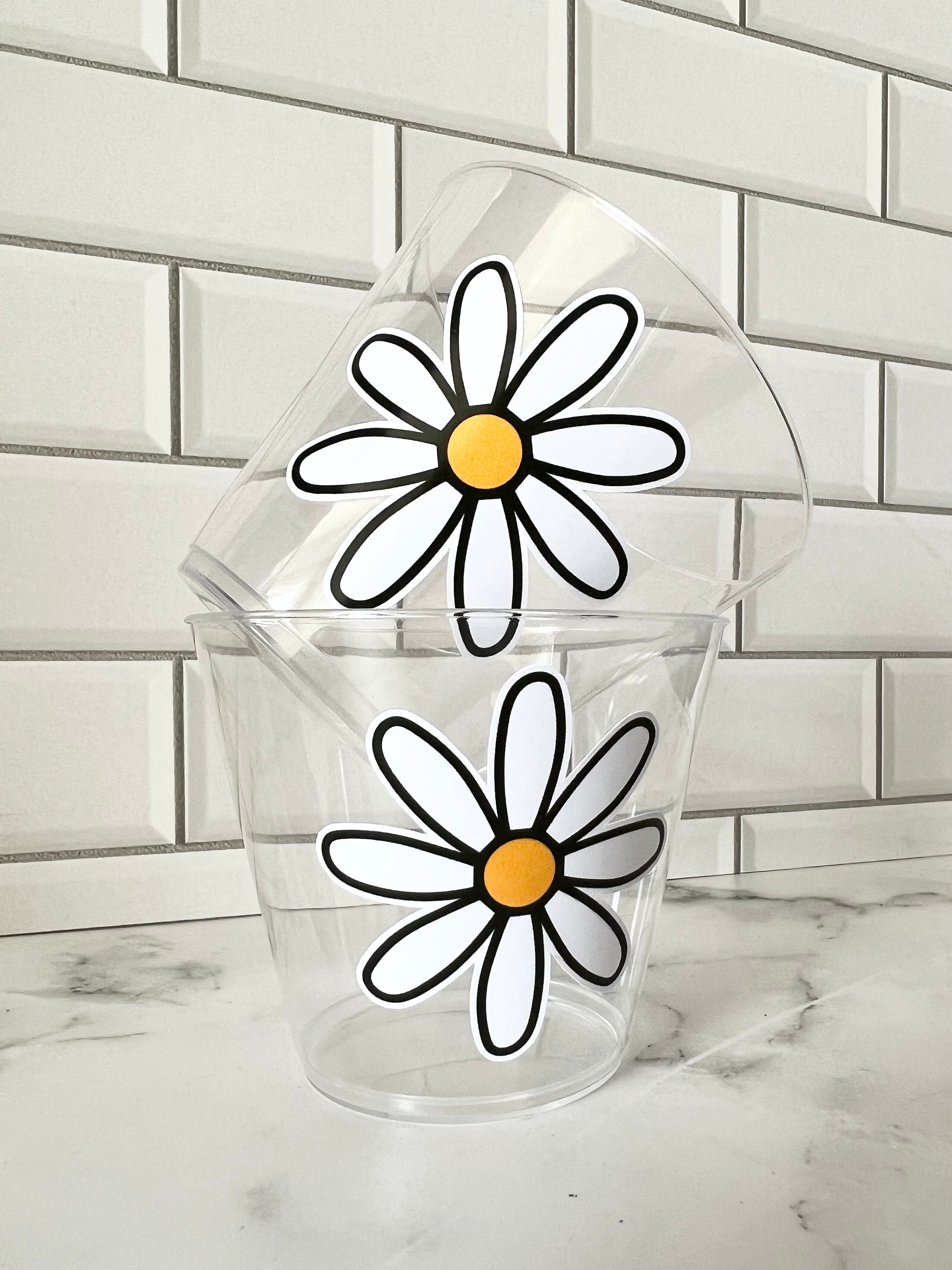 Retro Chic Aesthetic Flower Daisy Glass Cup - Korean style