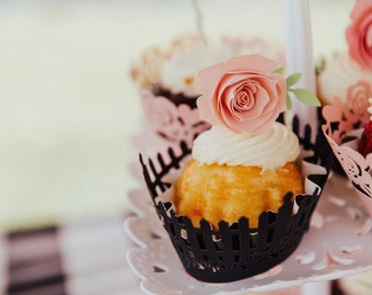 1 Dozen Flower Cupcake Picks-ANY COLOR baby shower, birthdays