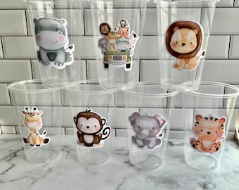 Disposable Safari Party Cups- Safari Cups Animals Safari Birthday Safari Baby Shower Safari Birthday Party