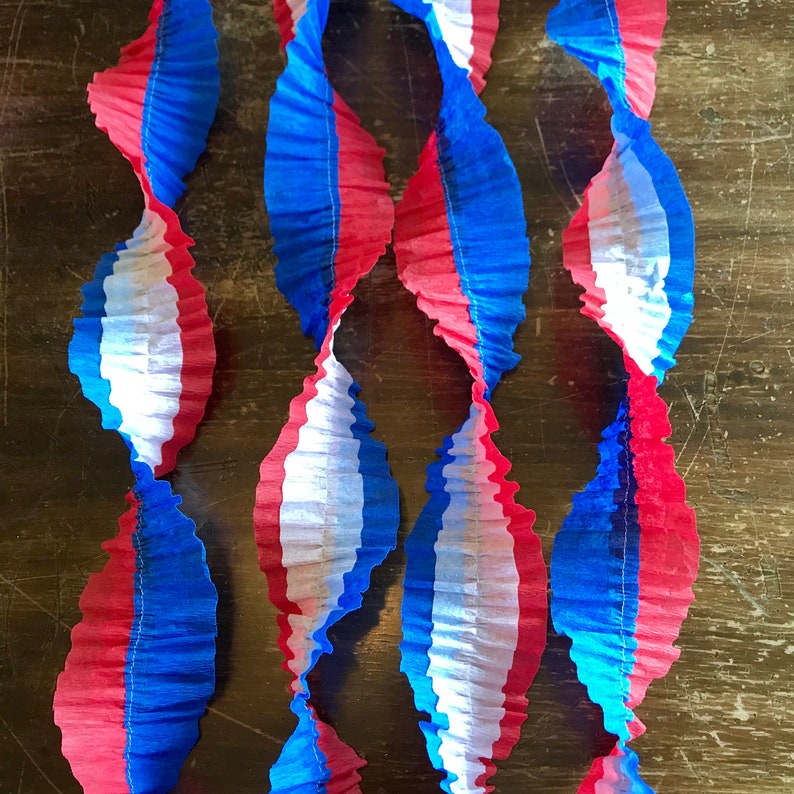 Ruffled Crepe Paper Streamers Party Decorations Red White Etsy