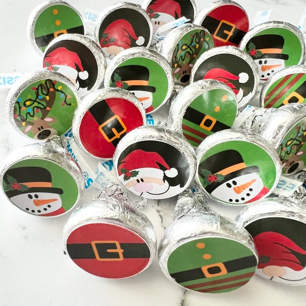 140 Christmas Mix DIY Stickers For Hershey Kisses Party Favors Candy Stickers