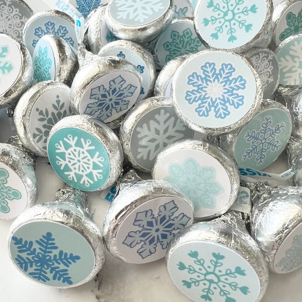 140 Snowflake DIY Stickers For Hershey Kisses Party Favors Snowflake Candy Stickers