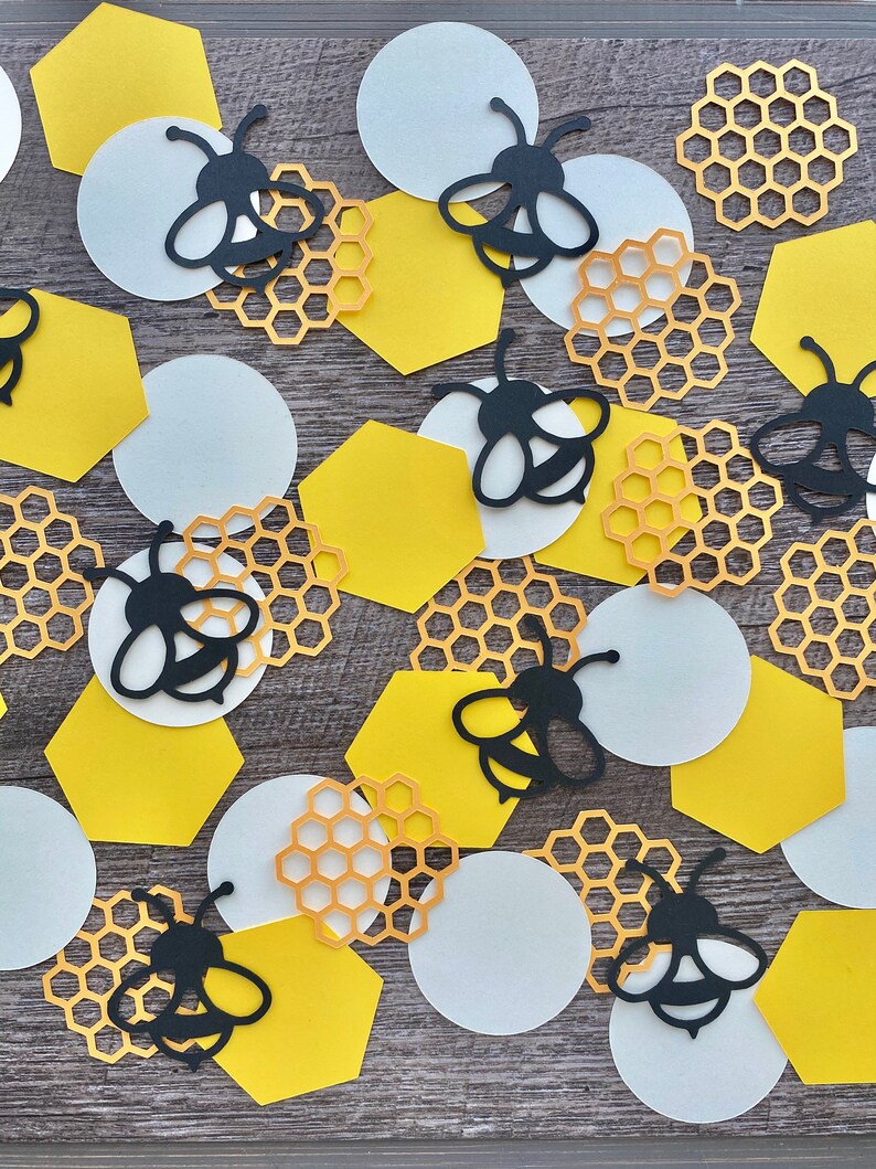 Large Bee Confetti Set Of 100 Babyshower Birthday Party Decor