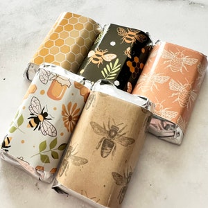 24 pcs Bee Themed Candy Wrapper Stickers- Party Favor Bee Baby Shower Candy Favors DIY Bee Stickers
