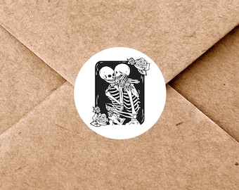 Skeleton Envelope Seal- Skeleton Favor Sticker- Halloween Wedding Sticker- Stickers For Envelopes