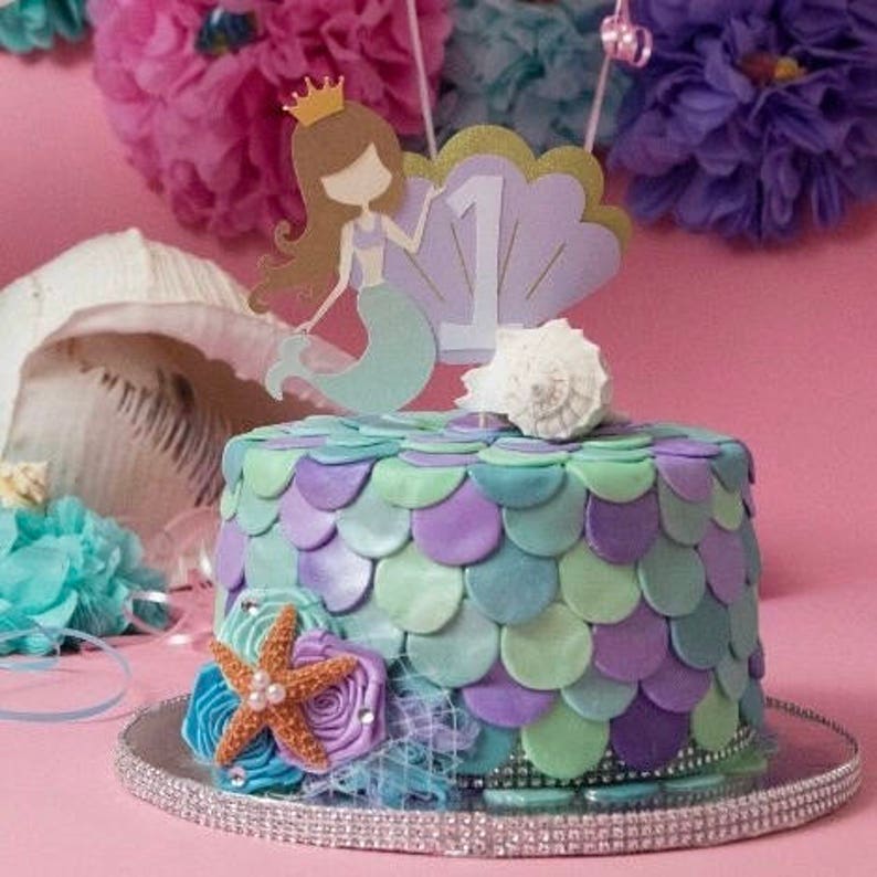 Download Mermaid Cake Topper smash cake first birthday | Etsy