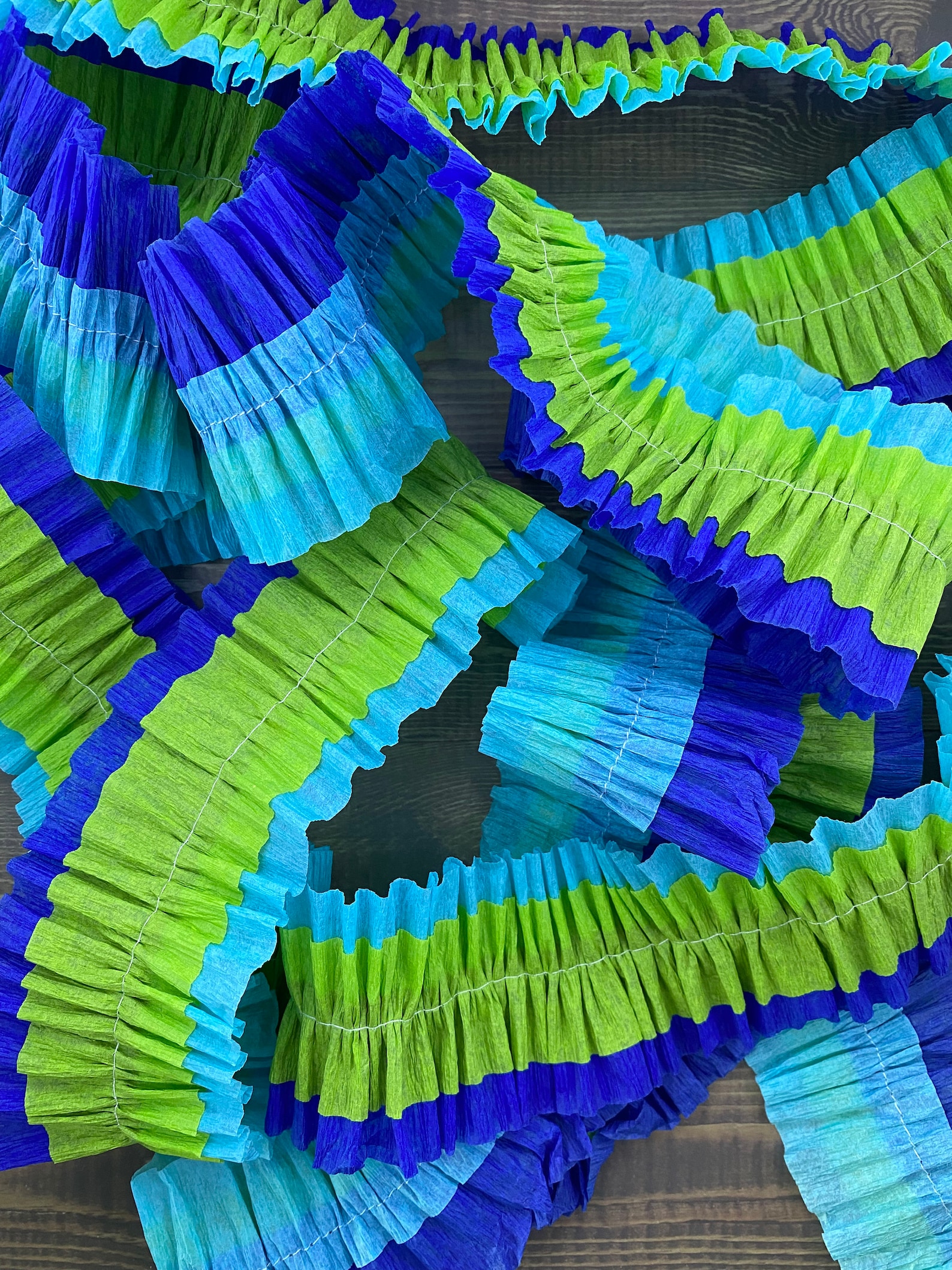 Blue/green Ruffled Crepe Paper Streamers Party Decorations Etsy