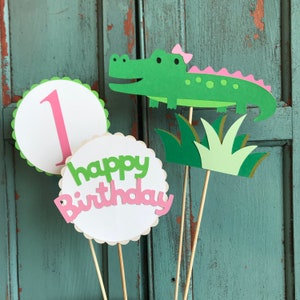 Alligator Themed Centerpieces Set Of 4- First Birthday, Party Decorations