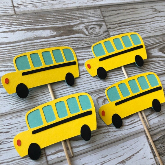 1 Dozen School Bus Cupcake Picks Party Decorations Etsy