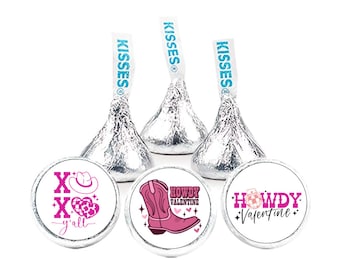 140 Valentine Cowgirl Stickers For Hershey Kisses Party Favors Valentine Candy Stickers