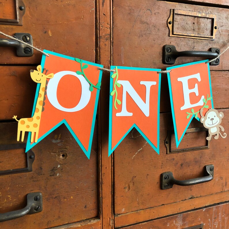Jungle Theme ONE High Chair Banner First Birthday Photo Prop Etsy