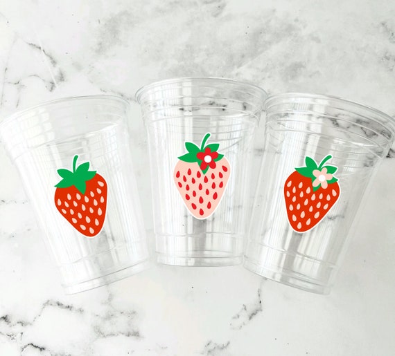 Disposable Strawberry Party Cups Berry Sweet Birthday Party Tableware  Birthday Party Cups 