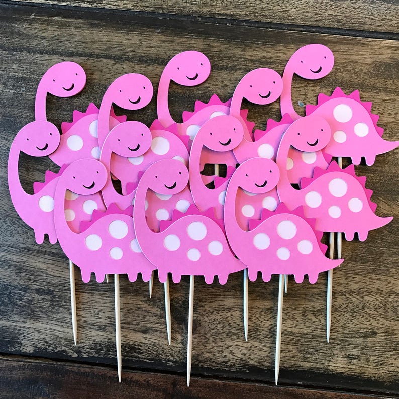 1 Dozen Dinosaur Cupcake Picks-baby Shower, Birthdays - Etsy