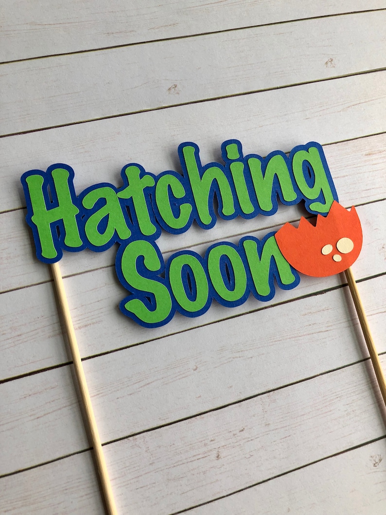 Hatching Soon Cake Topper Baby Shower Dinosaur Party - Etsy España