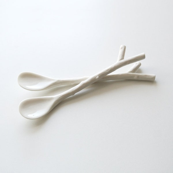 Porcelain Twig Spoon - Set of 2