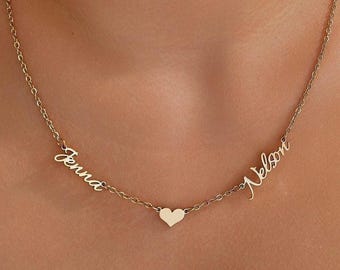 Collana con 2 nomi, collana per coppie, collana con più nomi, collana personalizzata con due nomi, regalo per moglie, fidanzata, San Valentino.