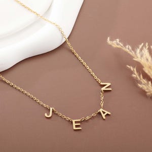 Personalized Initial Necklace Custom Letter Necklace Gold Spaced Letter Personalized Name Necklace Jewelry Gift for Her