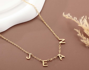 Personalized Initial Necklace Custom Letter Necklace Gold Spaced Letter Personalized Name Necklace Jewelry Gift for Her