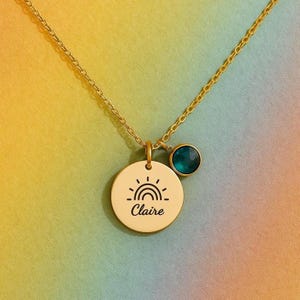 Schoolchild Necklace Personalized with Name and Birthstone Encouragement Necklace for School Enrollment, Back to School Gift