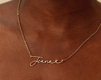 Custom Name Necklace with Heart Personalized Gold Name Necklace Dainty Minimalist Name Necklace Birthday Gift for Her Mom