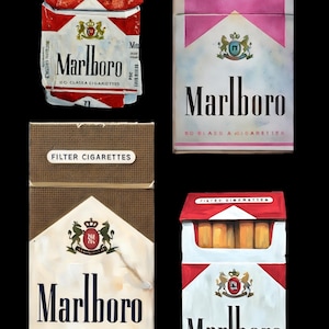A4 prints of Marlboro cigarette packages. Retro art, Vintage designs. Vibrant colours, Unique ideas and unusual art.