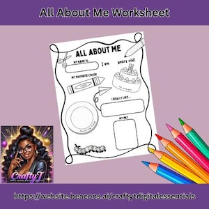 All About Me Worksheet Printable | First Day of School Activity Page | Back to School Kids Worksheet | Homeschool & Classroom PDF
