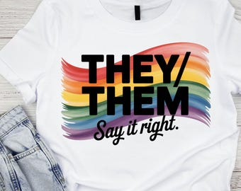 Shirtontwerp regenboog voornaamwoord trots maand | LGBTQ-png (digitale download)