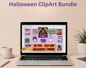 Halloween Clipart Bundle | 20 PNG Images | Spooky Cute Sublimation Designs | Ghosts, Pumpkins, Ghouls | Digital Download