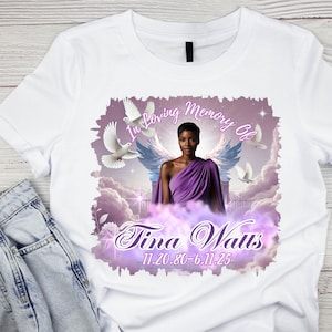 Custom Memorial Editable Design – Angel Wings Tribute Shirt, In Loving Memory Personalized Remembrance Tee with Photo, Funeral Keepsake