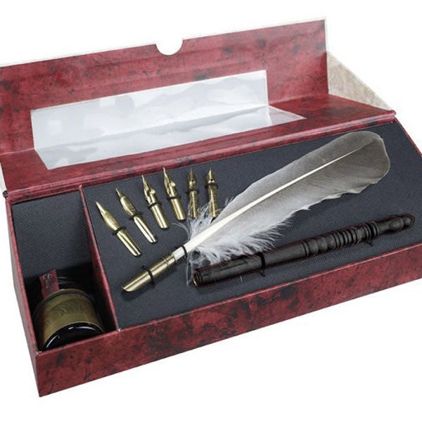 Calligraphy Feather Pen Set with Ink