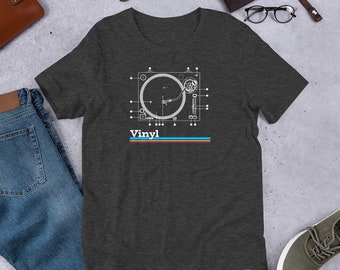 Vinyl - Turntable Diagram Bella + Canvas 3001 Unisex T-Shirt, Record Player Shirt, Musician Shirt