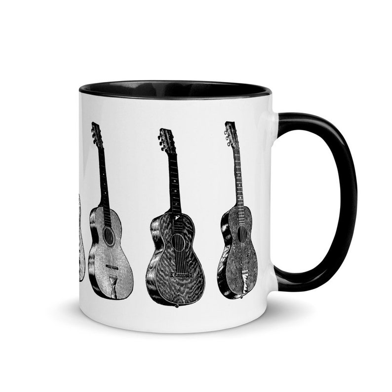 Guitar Mug With Black Color Inside and Black Handle Coffee Etsy