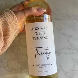 Etiqueta editable para botella de vino de cumpleaños - Regalo de cumpleaños - Regalo de cumpleaños para ella - Etiqueta imprimible para botella de vino de cumpleaños