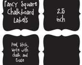 12 Fancy Square Chalkboard Labels - 2.5 inches, Mason Jar Labels, Get Organized, Chalkboard Stickers