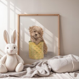 Cavoodle-aquarelprint: vintage kinderkamermuurkunst (digitale download)