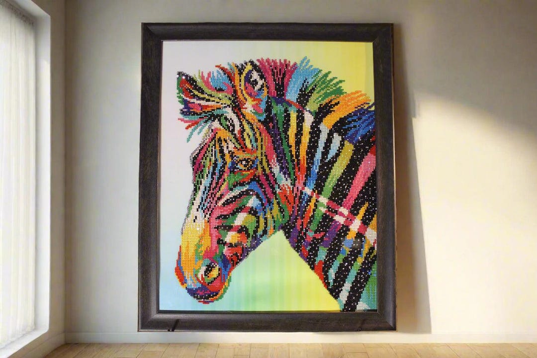 Zebra Rhinestones Art Deco Zebra Rhinestone Crystal Art, Eclectic Animal Decor (22x19 ...