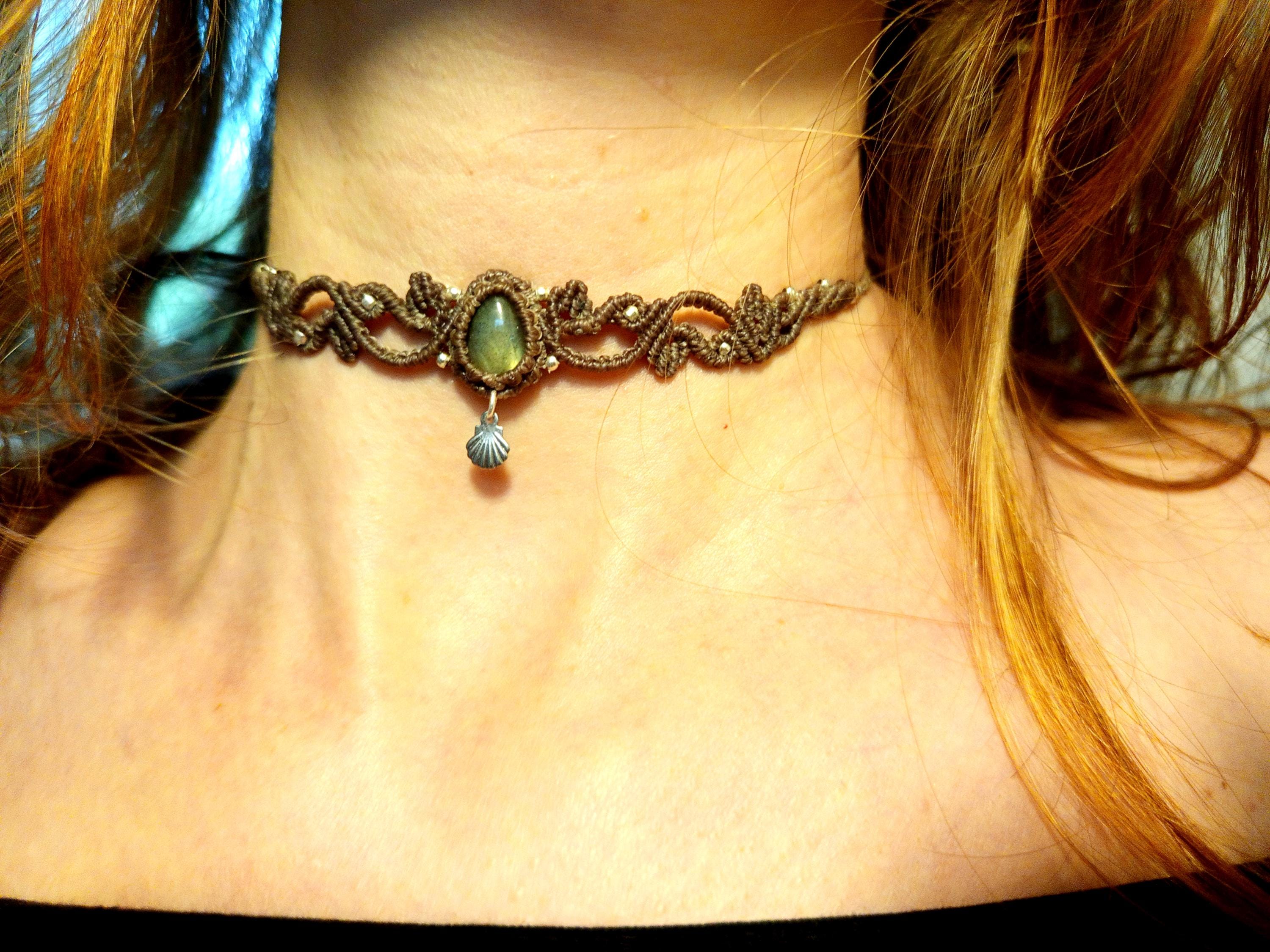 Collana Con Ciondolo In Pietra Naturale Labradorite - Cristallo Di Luna 2-3cm - Doppia Punta
